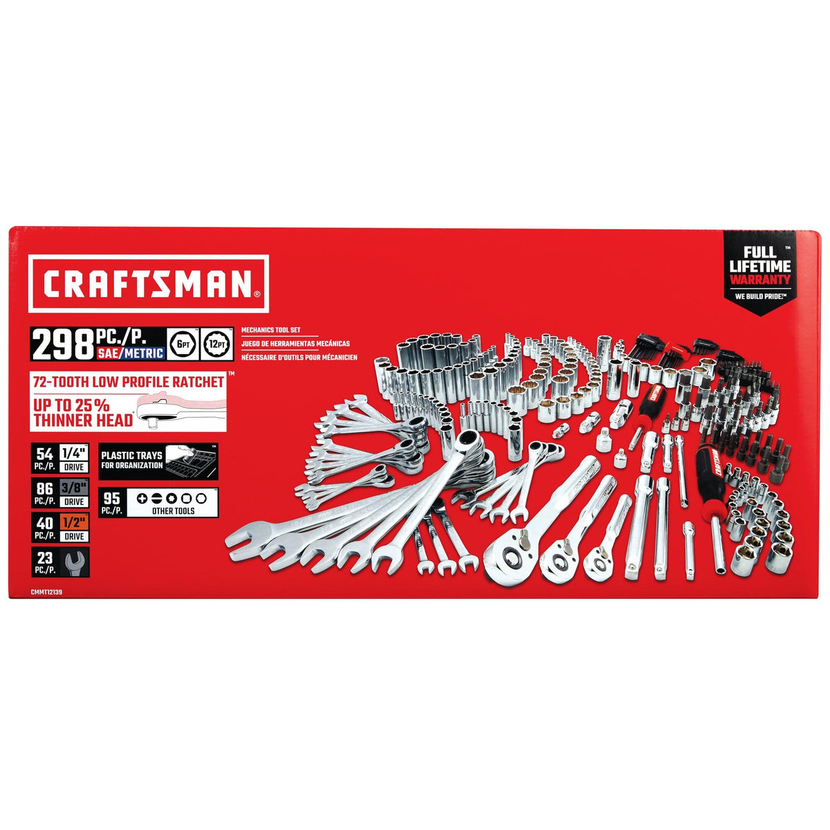 CRAFTSMAN Mechanics Tool Set, 298 Piece Hand Tool and Socket Set SAE/Metric (CMMT12139)