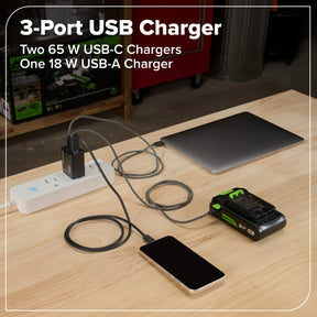 Greenworks 24V Cordless Brushless 8PCs Combo, Drill+Impact Driver+Circular Saw+Recip Saw+Jig Saw+Sander+Flashlight+Oscillating Tool (2) 2.0Ah+4.0Ah Batteries (24,000mAh Power Bank) 65W USB-C Charger