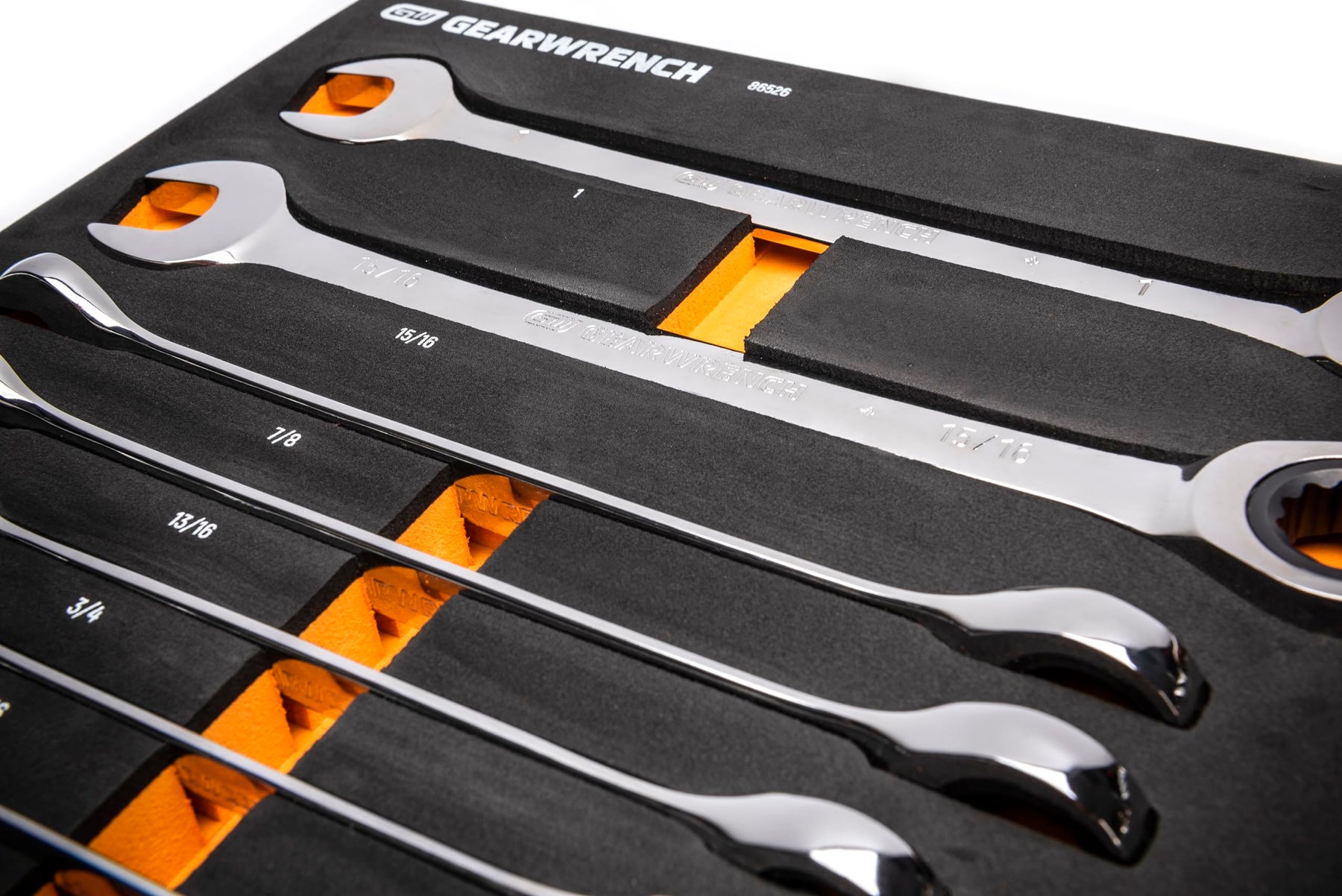 GEARWRENCH 21 Piece 72T SAE Standard & Stubby Ratcheting Wrench Set with EVA Foam Tray - 86526
