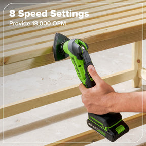 Greenworks 24V Cordless Brushless 8PCs Combo, Drill+Impact Driver+Circular Saw+Recip Saw+Jig Saw+Sander+Flashlight+Oscillating Tool (2) 2.0Ah+4.0Ah Batteries (24,000mAh Power Bank) 65W USB-C Charger
