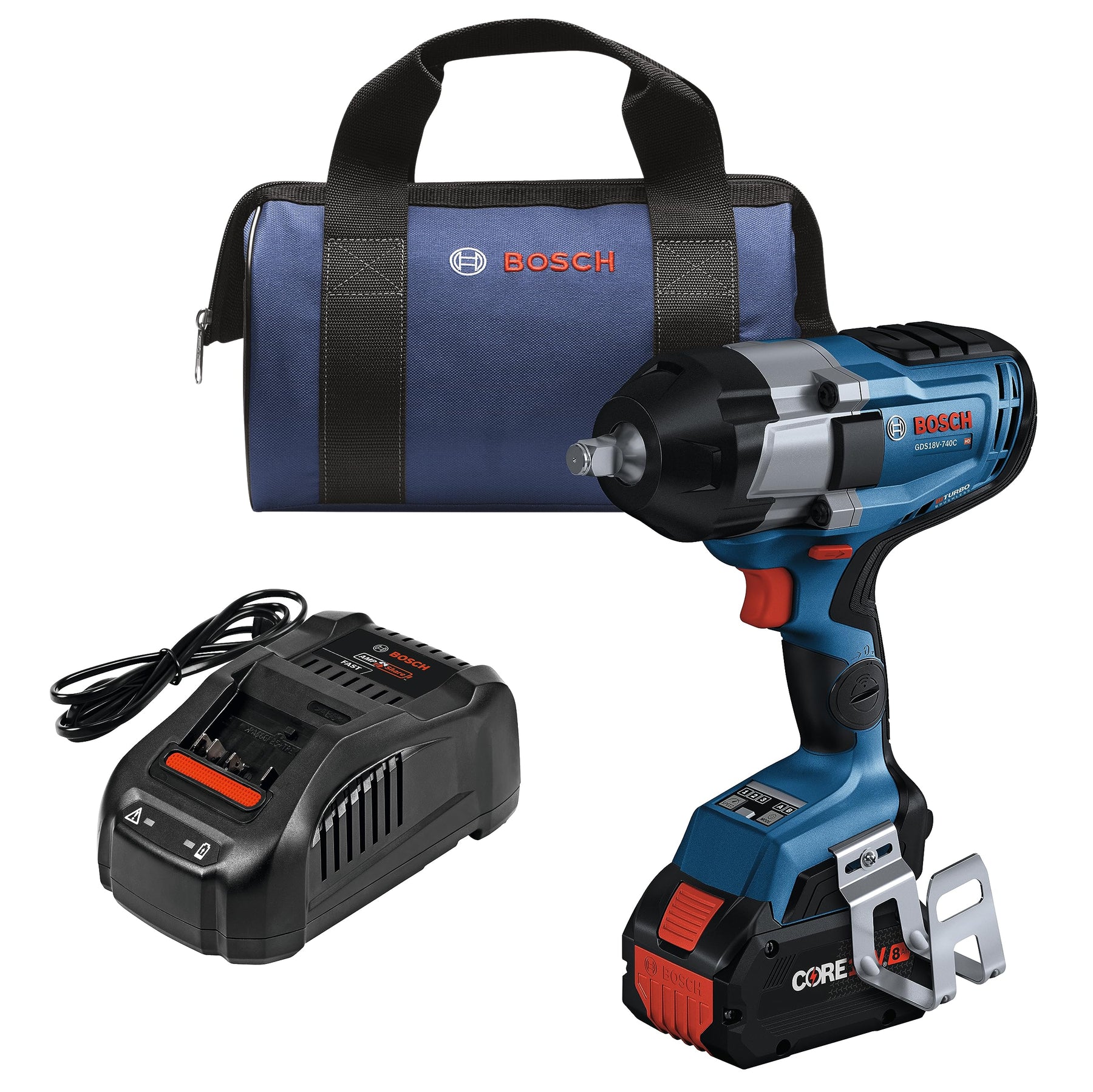 BOSCH GDS18V-740CB14 PROFACTOR™ 18V Connected 1/2 In. Impact Wrench Kit with Friction Ring and (1) CORE18V 8 Ah High Power Battery