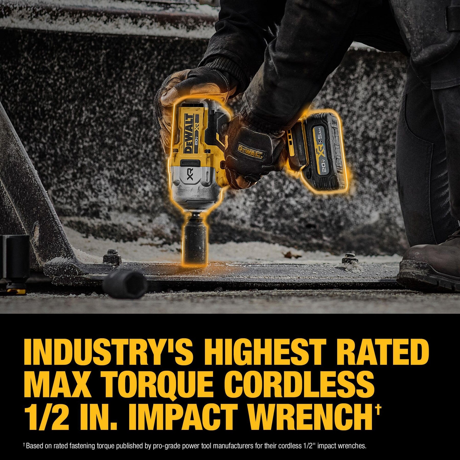 DEWALT 20V MAX XR 1/2 Inch Cordless Impact Wrench Kit with Hog Ring Anvil, Battery and Charger Included (DCF961GP1)
