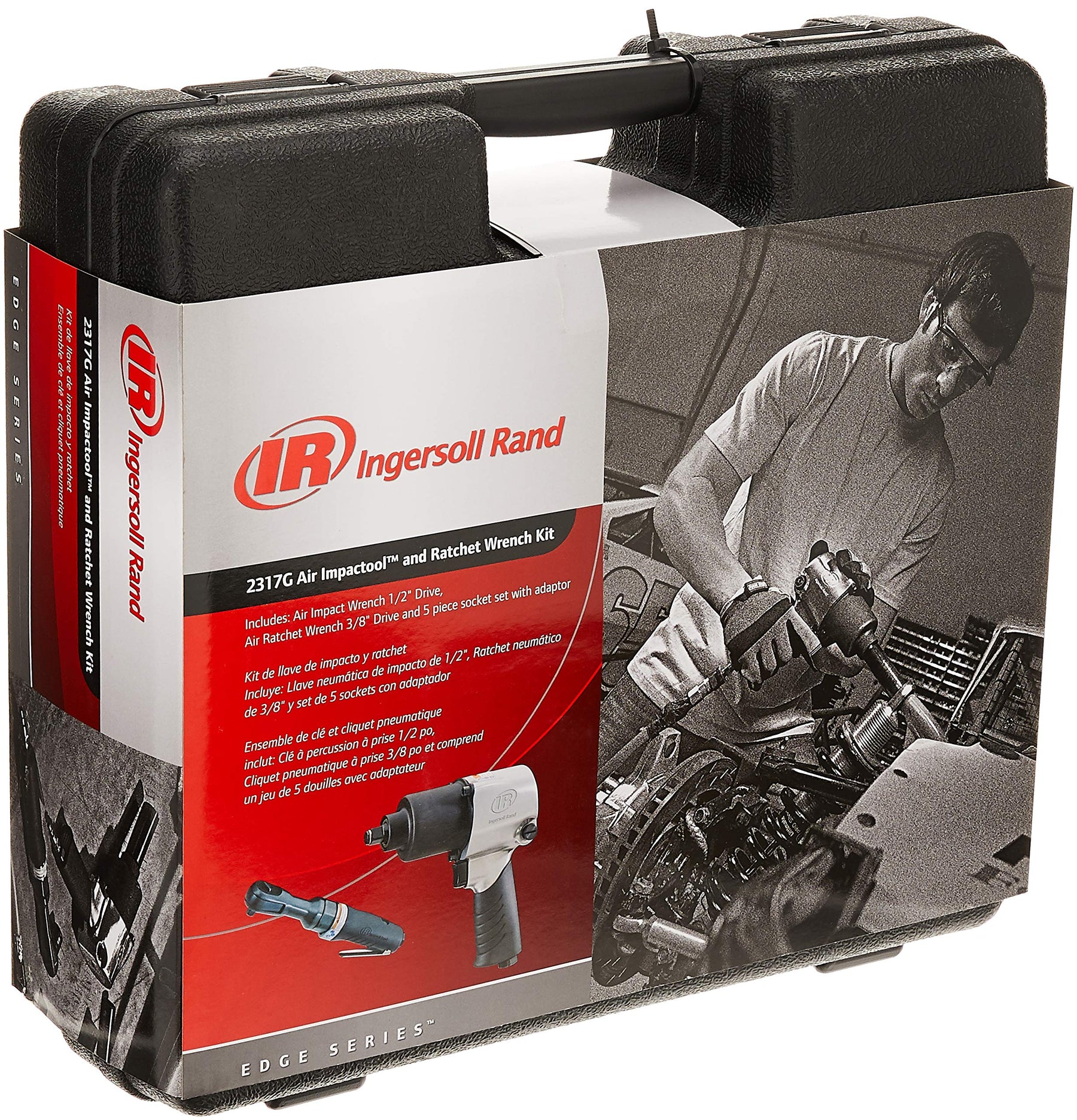 Ingersoll Rand 2317G 1/2" Air Impact Wrench and 3/8" Air ratchet Combination Kit, incl 5-piece Socket Set, Carrying case